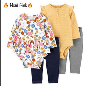 Kids Carter 4 piece set 3 M 12 M Flowers Stripes Shirt